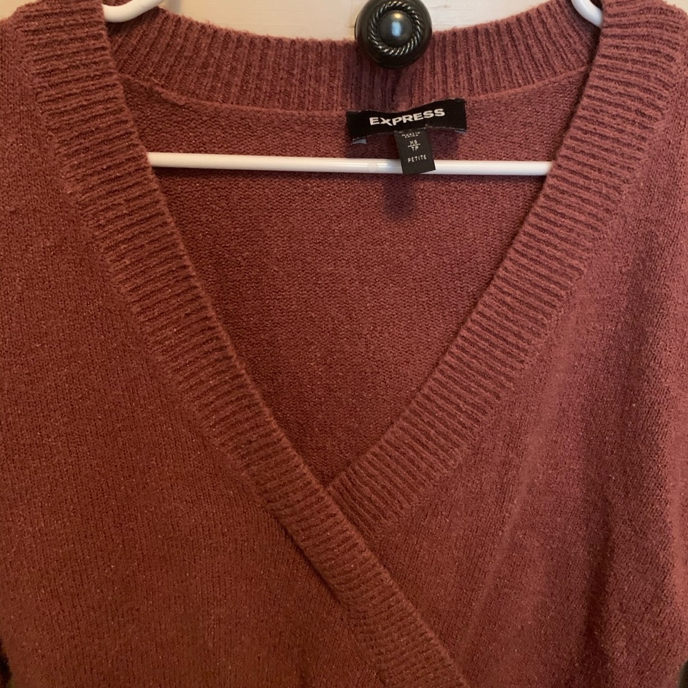 Express- Rust Red V-Neck Sweater - Picture 3 of 6